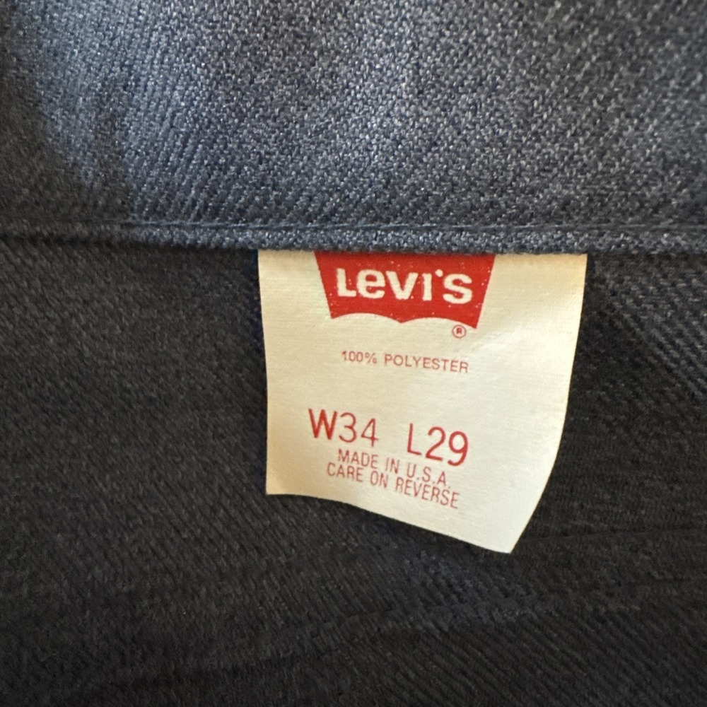 Men's Vintage Levi's 517 Blue Polyester Dress Pants 34 X 29 USA Made Gold Tag - Picture 3 of 10